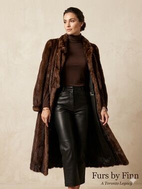 Furs by Finn: Vintage Mahogany Mink Fur Full-Length Coat (PTP 19" L 46")